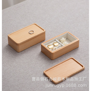 Wooden Jewelry Box Rectangle Solid Color <b>With</b> Lid For Rings Earrings Bracelets Necklaces <b>Storage</b> <b>Dressing</b> <b>Table</b> Use - Product Image 3