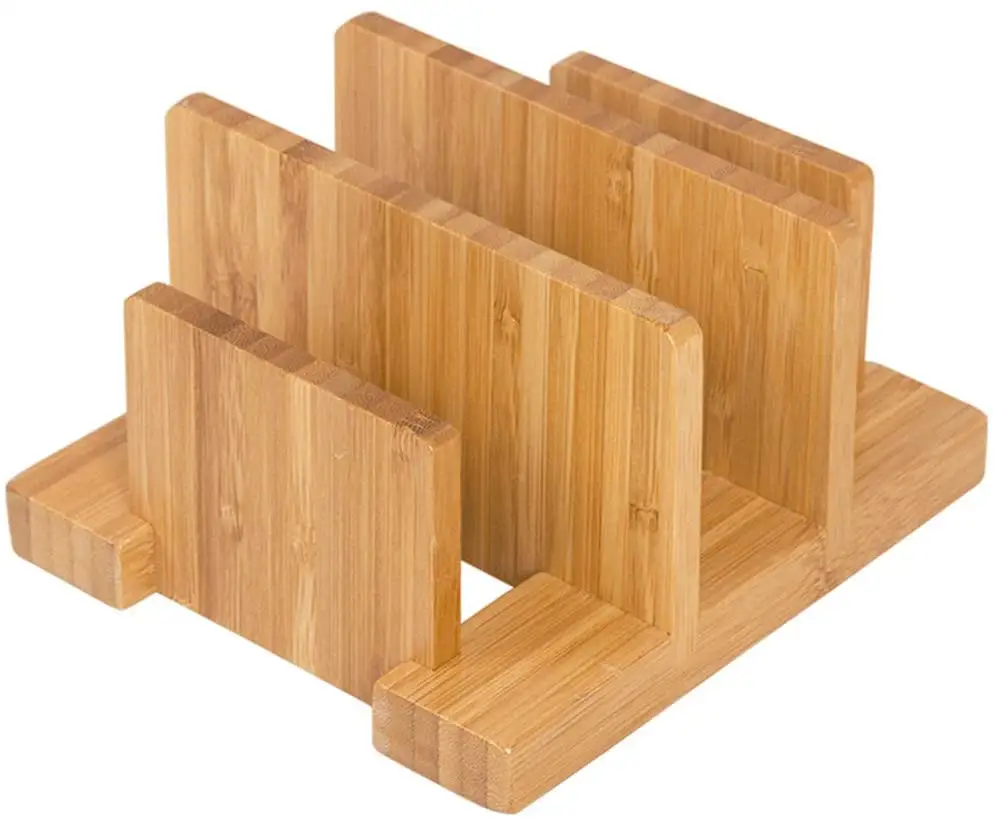 Multi Use Bamboo Wood Cutting Board Holder Pot Plates Rack Kitchen Utensils Stand