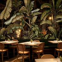 Papier peint mural vintage à motifs de feuilles tropicales pour la décoration du salon, de la chambre à coucher, du restaurant, du magasin, du café, papier peint botanique sombre à thème jungle