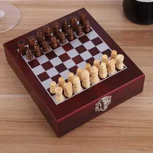 Herramienta creativa de alta calidad para vino, abrelatas, juego de accesorios para vino con ajedrez, caja de madera, juego de vino
