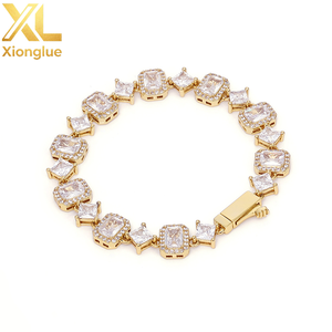 High Quality <b>Copper</b> Alloy Hip Hop Iced Unisex Engagement Wedding Gift <b>Bangle</b> Emerald Cut Zircon Hop Baguette Diamond - Product Image 5