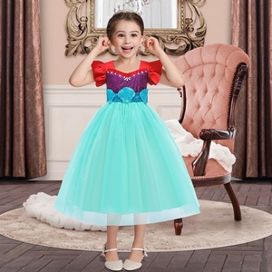 Disfraz de Sirena <span class=keywords><strong>Ariel</strong></span> para Halloween, Vestido de Fiesta con Mangas Abullonadas para Niñas, Elegante Vestido de Tul con Flores para Cumpleaños, Vestido de Princesa - Product Image 3