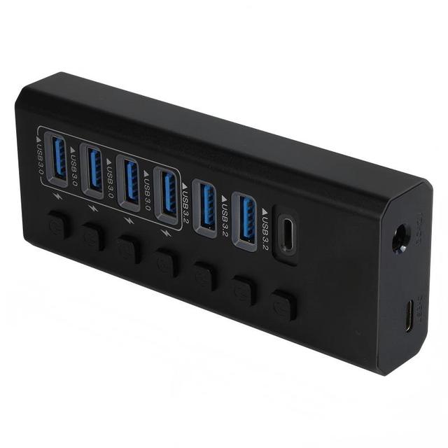 Hub Usb 3.0 Ordinateur Portable 7 in 1 Usb &Type-C 3.0 Data Hub 10Gbps with Individual Switches 7 Ports USB 3.0 HUB