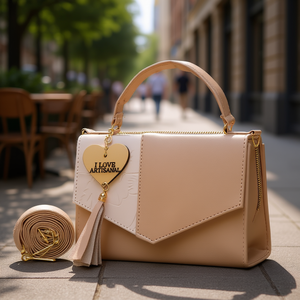 Bolso Bandolera Fana Rafaela de PU con Cierre de Cremallera, Dos Asas, Diseño Color Block y Decoración de Borlas, Moderno para Uso Diario - Product Image 2