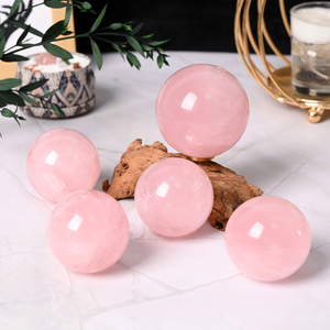 Venta al por Mayor de Esferas de Cuarzo Rosa Pulido a Mano, Piedras Curativas de Cristal para Decoración Feng Shui - Product Image 4
