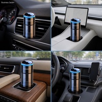 Diffuseur d'arômes pour voiture, humidificateur 180 ml, USB-C, porte-gobelet, désodorisant, LED bleue, commande tactile pour l'intérieur du véhicule