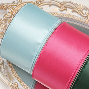 Pita Satin Poliester 63mm 10 yard Gulungan, Pita Dua Sisi dengan Tepi Kawat untuk Dekorasi Kemasan dan Kotak Hadiah Natal - Product Image 5
