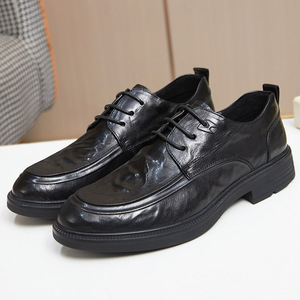 Chaussures habillées carrées en cuir à lacets de haute qualité pour hommes, tendance, formelles, faites à la main, antidérapantes, pour le dropshipping et la vente en gros - Product Image 1