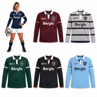 Camisetas de Rugby Personalizadas Unisex, Impresión por Transferencia de Calor, Secado Rápido, Absorción de Humedad, Ropa Deportiva para Equipos, Venta al Por Mayor, OEM, 100% Poliéster