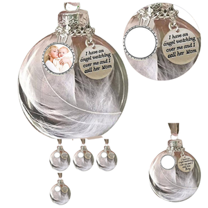 RubySub Eco Friendly Modern Heart Memorial <b>Ball</b> Christmas Ornament Transparent Feather Pendant Plastic Alloy for Decorations - Product Image 1