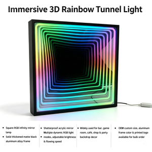 3D Infinity Mirror LED Light Acrylic Aluminum Frame RGB Tunnel Wall Decor for <b>Bar</b> Wedding Hotel Retail Display - Product Image 2