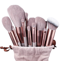 Ensemble de pinceaux de maquillage professionnels pour le visage, avec manche en plastique, poils synthétiques doux, pour fard à paupières, poudre et fond de teint, idéal pour les voyages