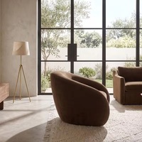 Canapé une place incurvé de style italien, fauteuil design moderne en tissu velours, fauteuil de salon