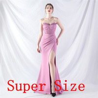 31979-S # Fishbone Vest Waist Heavy Bead Shaping Robe de soirée haut de gamme Fat Lady Dress Plus Size Dress Super Size