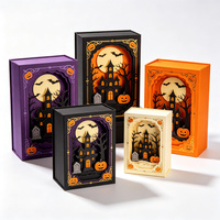 Boîte à bonbons d'Halloween en papier recyclable portable, découpée et ajourée, motif diable personnalisé, boîte cadeau rectangulaire pour les fêtes