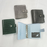 Portefeuille classeur A7 personnalisé en gros, classeur à 6 anneaux en cuir PU effet crocodile, porte-cartes et organiseur de budget pour l'économie d'argent