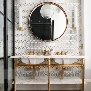 Mosaïque de marbre blanc ALLURE RUG MOSAIC CARRARA BELLA PEARL GRAY, carreaux de luxe en jet d'eau pour bar, restaurant, villa, hôtel - Product Image 3