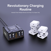Station de charge rapide de bureau 550W GaNIII avec câble USB-C rétractable PD3.1, adaptateur de chargeur pour ordinateur portable MacBook Pro/iPad/iPhone