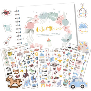 <span class=keywords><strong>Libro</strong></span> de registro de hitos del bebé DIY para mamá, diario de recuerdos del embarazo para niño o niña, <span class=keywords><strong>libro</strong></span> de papel con pegatinas, registro mensual para baby shower - Product Image 4