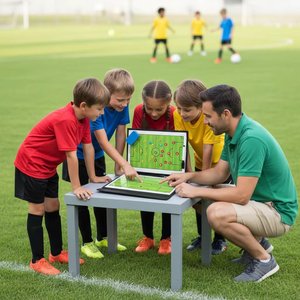 Tableau d'entraîneur de football portable en PU noir, magnétique, pliable en 2, avec logo personnalisé, très populaire et en gros - Product Image 4