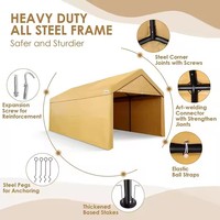 3x6 m Tente Garage Premium Carport Pasture Tent 180 g PE Tarpaulin Cadre tout métal et toit en style Peak avec Sid amovible