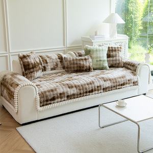 <b>Sofa</b> <b>Cover</b> Thickened Plush Faux Fur 145-185CM Winter Style Non Slip <b>For</b> <b>Sofa</b> Cushions - Product Image 2