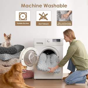 Almohadilla protectora de lana esponjosa para Perrera de mascotas, Cama grande lavable para perros con cubierta extraíble Reversible para perros y gatos - Product Image 4