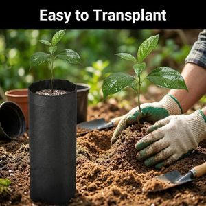 Fabric Grow <b>Bags</b> 7x13.8 Inches Breathable Black Seed Starter Plant Grow <b>Bags</b> Seedling Pots Nursery Pots Plants 50pcs <b>Garden</b> - Product Image 5