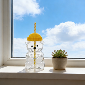 แก้วน้ำคริสต์มาสขายส่งจำนวนมาก แก้วกาแฟน่ารัก รูปหมี การ์ตูน แก้วบอโรซิลิเกตคุณภาพสูง พร้อมฝาซิลิโคนและหลอด - Product Image 6