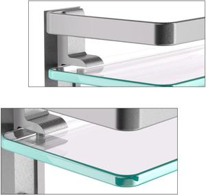 Estante de Baño de Vidrio con Toallero, Estantes Flotantes de Vidrio Templado para Baño, Repisa de Ducha de Vidrio Montada en la Pared - Product Image 5