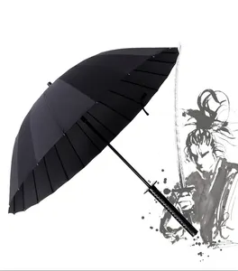 Elegante katana negra espada samurái japonesa Katana paraguas de alta calidad personalizado soleado y lluvioso paraguas de mango largo