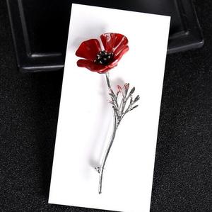 Nieuwe Klaproos Bloem Broche Met Legering Rode Druppel Olie Papaver Bloem Broche Accessoire Drie Kleuren - Product Image 6