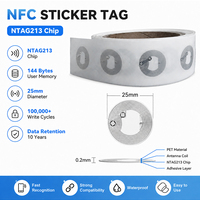 Etiqueta Adhesiva NFC Personalizada de 13.56MHz 14443A NTAG213 con Chip RFID, Logotipo de Marca, Resistente al Agua, Autoadhesiva para Gestión de Activos de Oficina