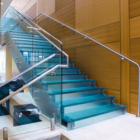 Escalier en plexiglas personnalisé personnalisé Logement moderne Escalier droit Meilleure vente Escalier commercial Bureau