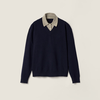 Fabricant de pulls, design personnalisé, broderie de logo, pull en cachemire et laine élégant et luxueux pour femmes, avec col rayé