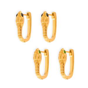 18k oro placcato in acciaio inox dichiarazione <span class=keywords><strong>serpente</strong></span> grandi cerchi gioielli animali <span class=keywords><strong>serpente</strong></span> cerchio <span class=keywords><strong>orecchini</strong></span> a cerchio <span class=keywords><strong>con</strong></span> zirconi cubici - Product Image 6