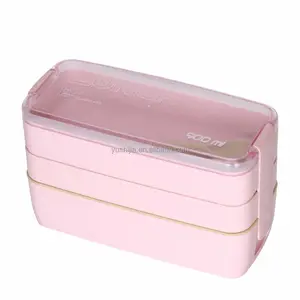 Environmental Protection Material Wheat And Straw 3 Layer Kids Take Away Food Packaging bento Lunch Box