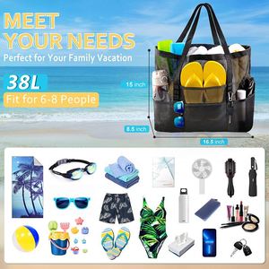 Sac à main grande capacité avec plusieurs poches, imperméable, pour la plage, impression personnalisée, réutilisable, respectueux de l'environnement, sac de shopping - Product Image 2