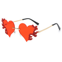 Mode lunettes de soleil sans monture coloré amour coeur lunettes marque de luxe concepteur Vintage lunettes de soleil nuances UV400
