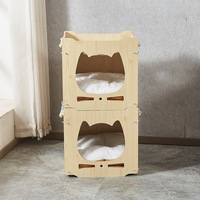 Lit et hamac pour chat en bois de pin empilable toutes saisons, meuble de salon en forme de cabane