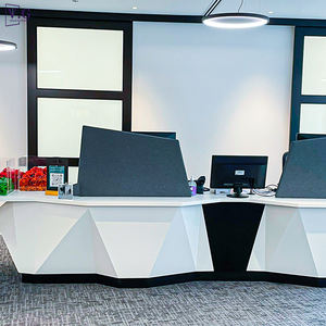 Mostrador <span class=keywords><strong>de</strong></span> Recepción Moderno con Diseño <span class=keywords><strong>de</strong></span> Diamante en Piedra <span class=keywords><strong>de</strong></span> Mármol Blanco Corian para Consultorio Dental - Product Image 2