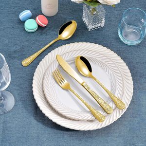 Cubiertos de Acero Inoxidable para Cocina, Hotel, Bodas y Fiestas, Juego de Cubiertos Planos con Diseño de Flor - Product Image 4