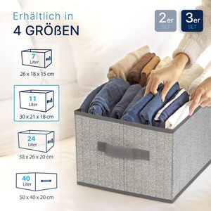 패브릭 접이식 수납 상자 30x21x18cm 3개 세트 그레이/베이지 큐브 서랍 및 옷장 정리함 - Product Image 4