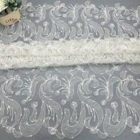 Nouveau tissu en maille polyester élasthanne brodé 3D, dentelle tulle pour robe de mariée, robe de soirée, accessoires pour cheveux et rideaux