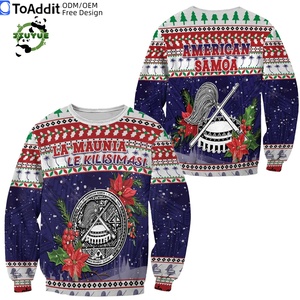 Suéteres de punto transpirables antiarrugas personalizados para hombre para invierno Navidad Santa Whale Samoa Christmas Ugly Xmas Jumper - Product Image 5