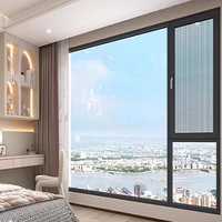 2025 ventana corredera moderna de vidrio templado de doble capa a prueba de viento aleación de aluminio a prueba de mosquitos Horizontal para sala de estar