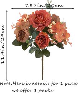 Bouquet d'hortensias décoratifs, fausses fleurs de camélia pour la maison, la table du salon, fleurs artificielles, fausses pivoines, fleurs en soie - Product Image 3