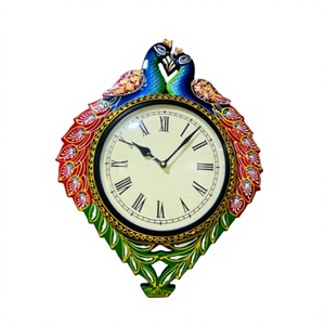 Peacock Design Handcrafted Wooden Art Deco Analog Decorative Wall Clock with Quartz Movement <b>Battery</b> <b>Operated</b> Animal Shape - Product Image 1