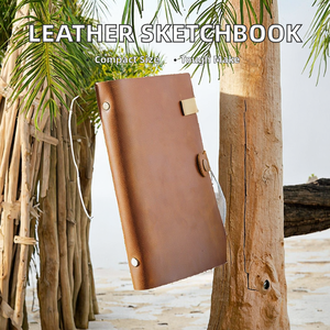 Mini Cuaderno A5 Vintage, Cubierta de Cuero Vacuno Hecha a Mano, Diario Portátil, Cuaderno de Dibujo de Hojas Sueltas, Papelería de Regalo Inspirada en la Naturaleza - Product Image 3