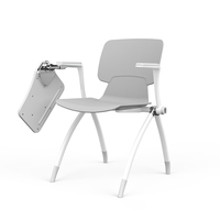 Recueillir invité chaise empilable Durable conférence personnalisation formation réunion chaise en métal avec roues accoudoir tableau d'écriture
